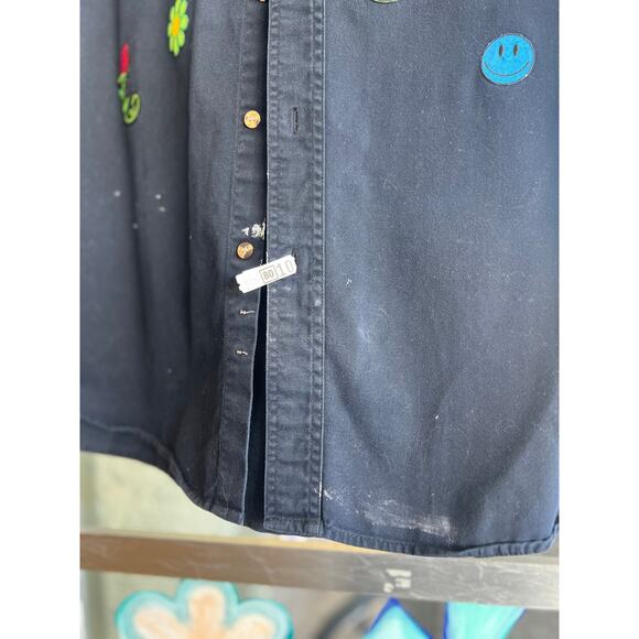 Vintage LA Loving black patched button down shirt size large - Picture 2 of 5